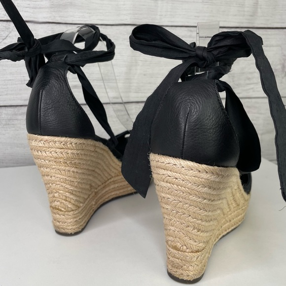 UGG Lucianna Black Ankle Strap Espadrille Wedge Sandals 10 - Picture 4 of 9